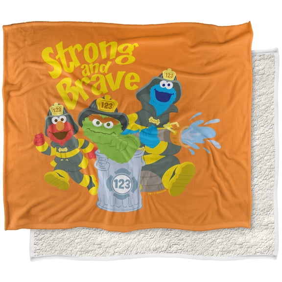 Sesame Street Blanket, 50"x60", Strong and Brave Silky Touch Sherpa Back Super Soft Throw Blanket