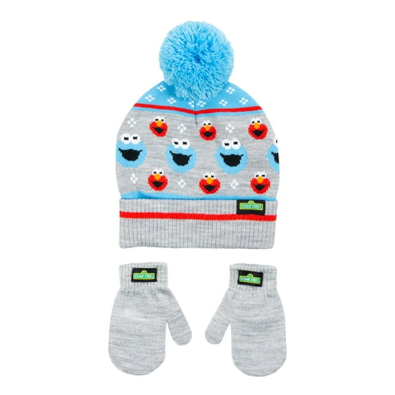 Sesame Street Boys 2-Piece Beanie Style Hat & Mittens Set