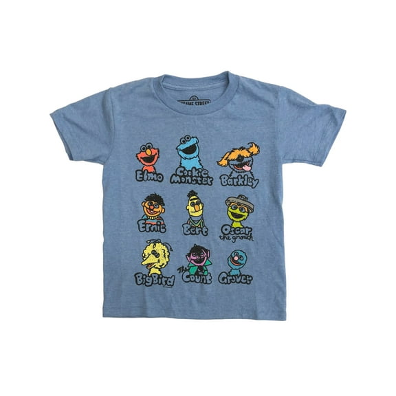 Sesame Street Boys Gray Short Sleeve Elmo Cookie Monster T-Shirt Tee 5