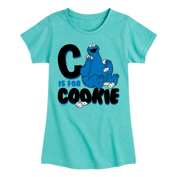 Sesame Street - C Is For Cookie - Girls Fitted Short Sleeve Graphic T-Shirt