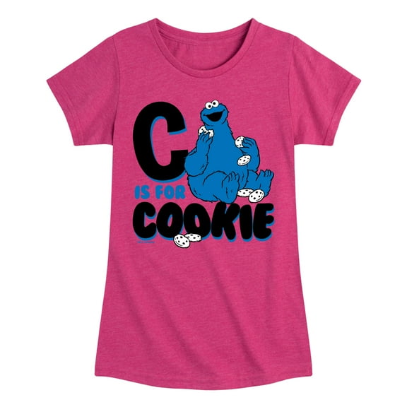 Sesame Street - C Is For Cookie - Girls Fitted Short Sleeve Graphic T-Shirt