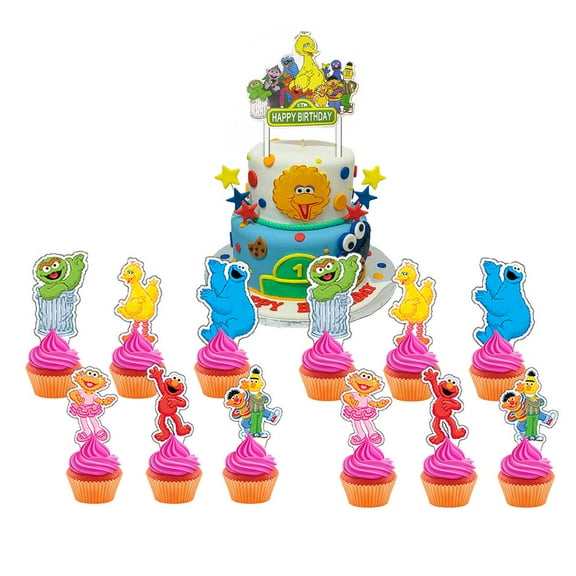 Sesame Street Cake Topper Cupcake Set Party Supplies Decoration Birthday Decor Kit
