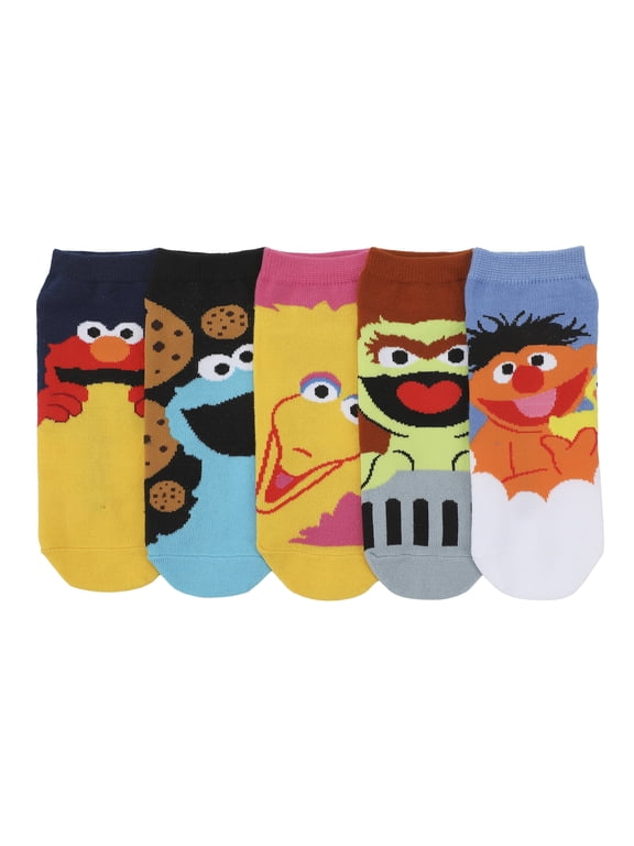Sesame Street Character Art Women's 5-Pair Ankle Socks
