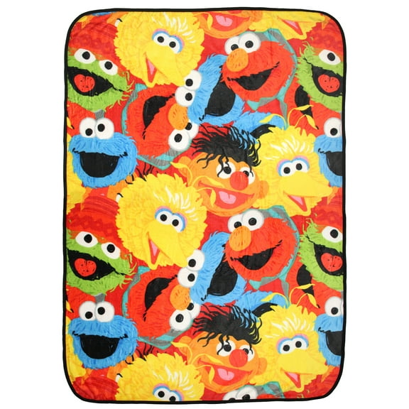 Sesame Street Blanket Elmo Cookie Monster Oscar The Grouch Ernie Big Bird Cute Plush Fuzzy Soft Throw Blanket