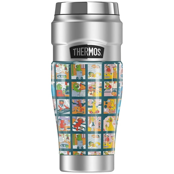 Sesame Street Character Envrionment Squares THERMOS STAINLESS KING Stainless Steel Travel Tumbler, Vacuum insulated & Double Wall, 16oz