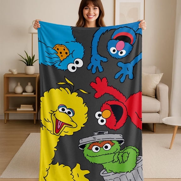 Sesame Street Characters All Around Flannel Blanket