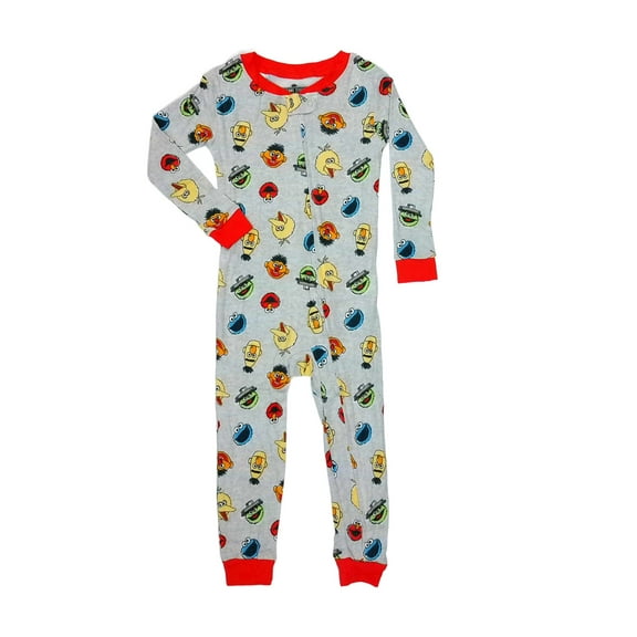 Sesame Street Characters Toddler Long-Sleeved Footless Cotton Pajama Sleeper, Size 3T