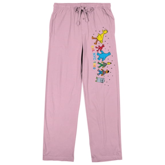 Sesame Street Characters Walking EST NYC 1969 Women's Cradle Pink Sleep Pajama Pants-XS
