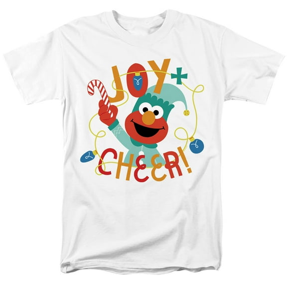 Sesame Street Christmas Joy And Cheer With Elmo Unisex Adult T Shirt, White, 4X-Large