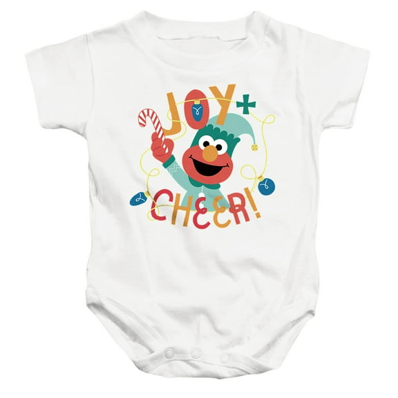 Sesame Street Christmas Joy And Cheer With Elmo Unisex Infant Snap Suit for Baby, White, Small
