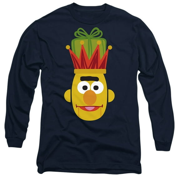 Sesame Street Christmas Nutcracker Bert Unisex Adult Long-Sleeve T Shirt (X-Large) Navy