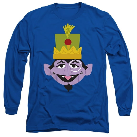 Sesame Street Christmas Nutcracker Count Unisex Adult Long-Sleeve T Shirt (Small) Royal Blue