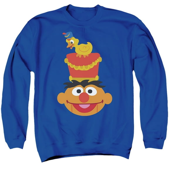 Sesame Street Christmas Nutcracker Ernie Unisex Adult Crewneck Sweatshirt (Medium) Royal Blue