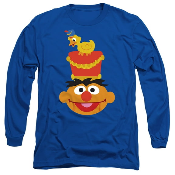 Sesame Street Christmas Nutcracker Ernie Unisex Adult Long-Sleeve T Shirt (Small) Royal Blue