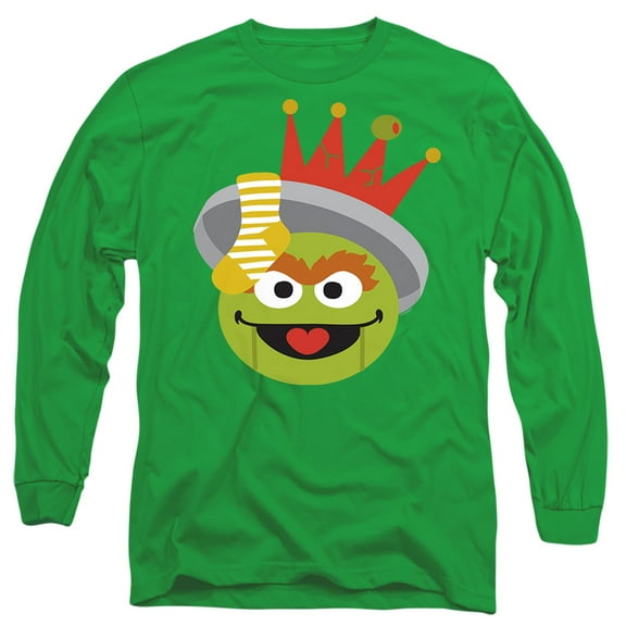 Sesame Street Christmas Nutcracker Oscar The Grouch Unisex Adult Long-Sleeve T Shirt (Small) Kelly Green