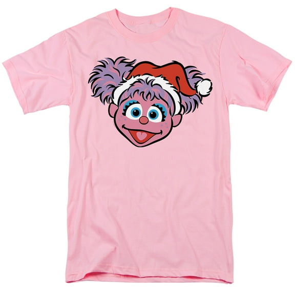 Sesame Street Christmas Santa Hat Abby Cadabby Face Unisex Adult T Shirt, Pink, 2X-Large