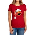 thumbnail image 1 of Sesame Street Christmas Santa Hat Elmo Face Women's T Shirt, Red, Large, 1 of 6