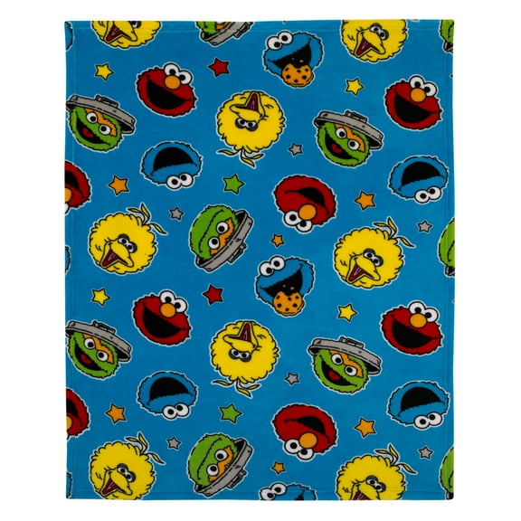 Sesame Street Come and Play Blue and Yellow Toddler Blanket