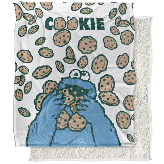 Sesame Street Cookie Crumble Silky Touch Sherpa Back Super Soft Throw Blanket, Cookie Crumble