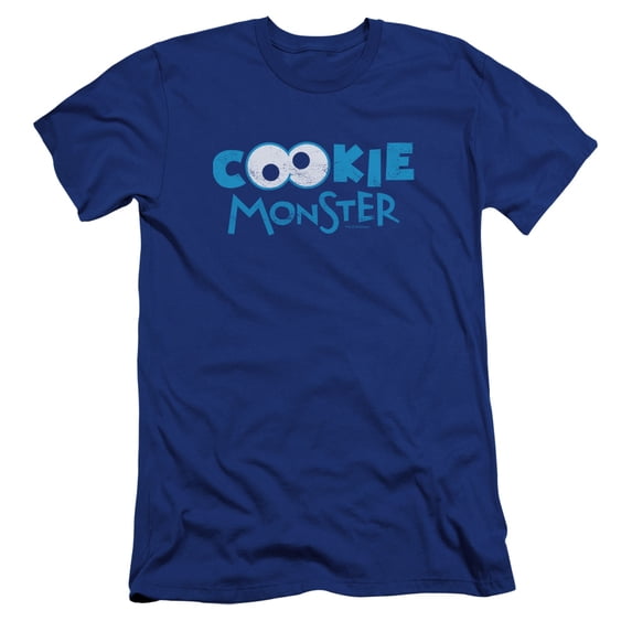 Sesame Street Cookie Eyes Premium Canvas Adult Slim Fit 30/1 T-Shirt Royal Blue
