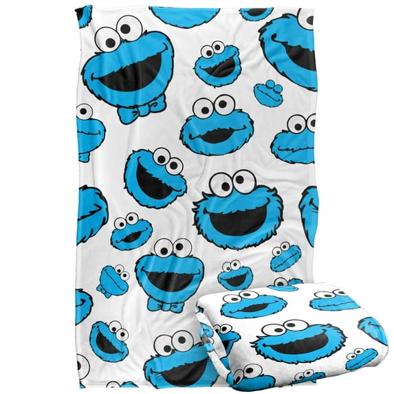 Sesame Street Cookie Face Pattern Officially Licensed Silky Touch Super Soft Throw Blanket 36' x 58'