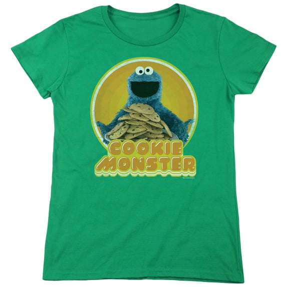 Sesame Street Cookie Iron On S/S Women's T-Shirt Kelly Green