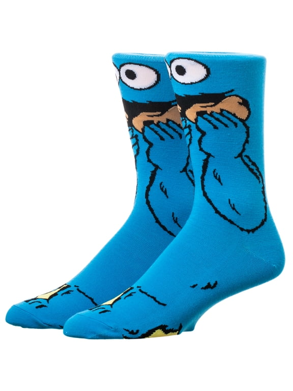 Sesame Street Cookie Monster 360-Degree Graphic Print Crew Socks for Men