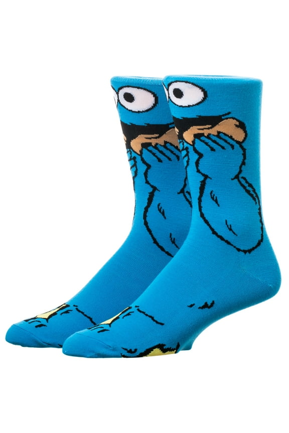 Sesame Street Cookie Monster 360-Degree Graphic Print Crew Socks for Men