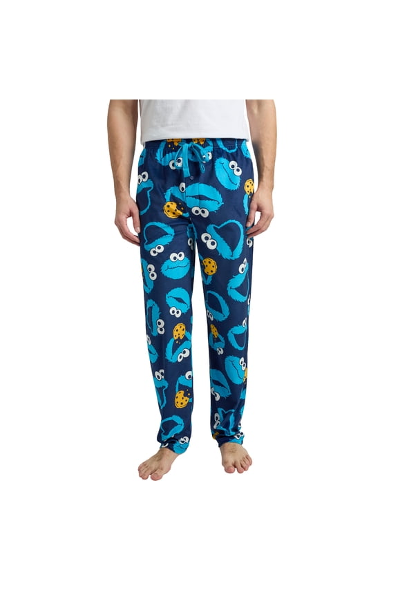 Sesame Street Cookie Monster All-Over Print Men’s Navy Sleep Pajama Pants
 -Xl