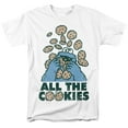 thumbnail image 1 of Trevco Sportswear SST141-AT-1 Sesame Street All The Cookies Adult Regular Fit Short Sleeve T-Shirt, White - Small, 1 of 6