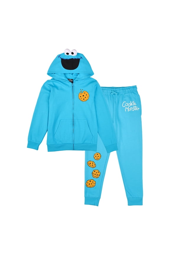 Sesame Street Cookie Monster Boy’s 2-Pack Cosplay Zip Front Hoodie & Joggers Set-4