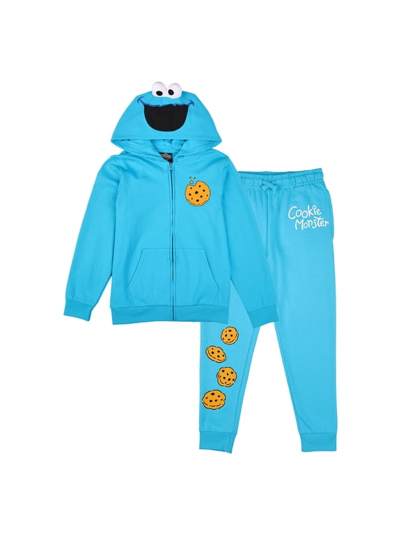 Sesame Street Cookie Monster Boy's 2-Pack Cosplay Zip Front Hoodie & Joggers Set-8