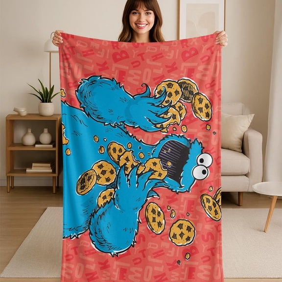 Sesame Street Cookie Monster Character Flannel Blanket