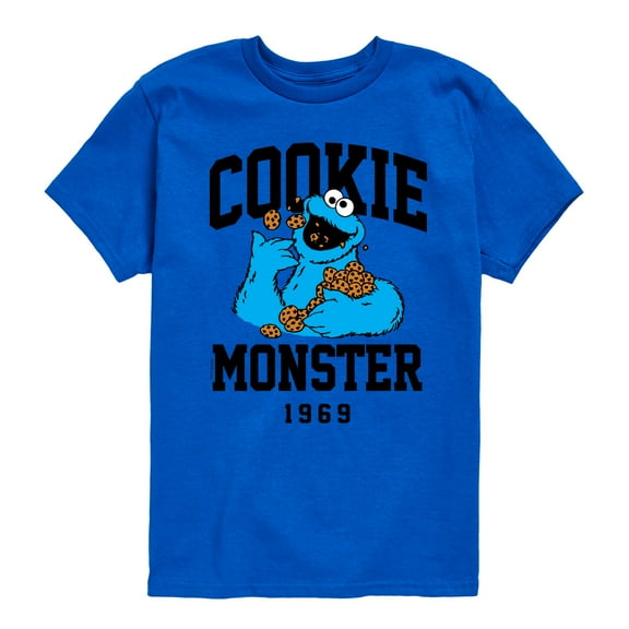 Sesame Street - Cookie Monster Collegiate - Toddler and Youth Short Sleeve Graphic T-Shirt