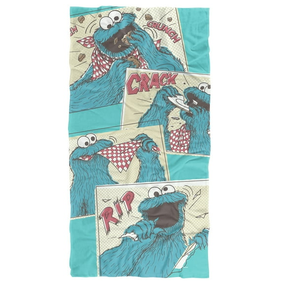 Sesame Street Cookie Monster Comic Officially Licensed Beach Towel 30' X 60'
