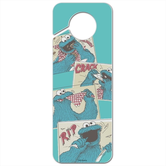 Sesame Street Cookie Monster Comic Plastic Door Knob Hanger Sign