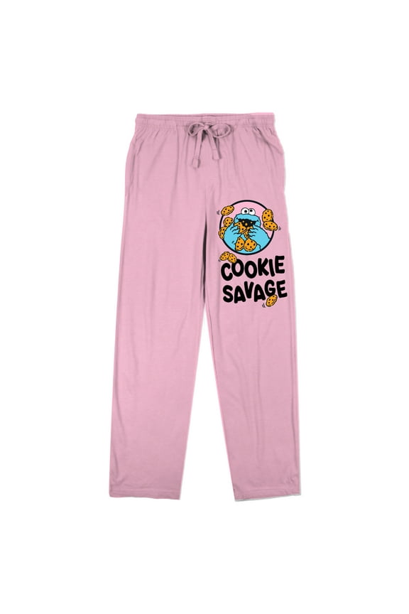 Sesame Street Cookie Monster "Cookie Savage" Women's Pink Sleep Pajama Pants-Medium