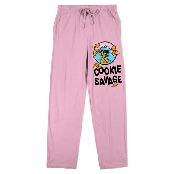 Sesame Street Cookie Monster "Cookie Savage" Women's Pink Sleep Pajama Pants-XS