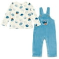 thumbnail image 1 of Sesame Street Cookie Monster Corduroy Ribbed Overall and T-Shirt Outfit Set Newborn to Infant, 1 of 5