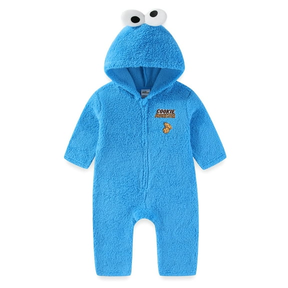 Sesame Street Cookie Monster Cosplay Hooded Coverall with 3D Eyes (Boys), Sizes 12M-4T