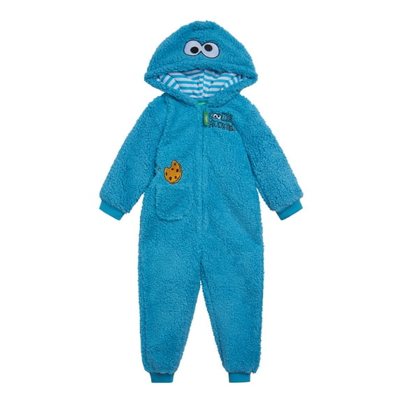 Sesame Street Cookie Monster Cozy Sherpa Zip Up Cosplay Costume Coverall Newborn to Toddler