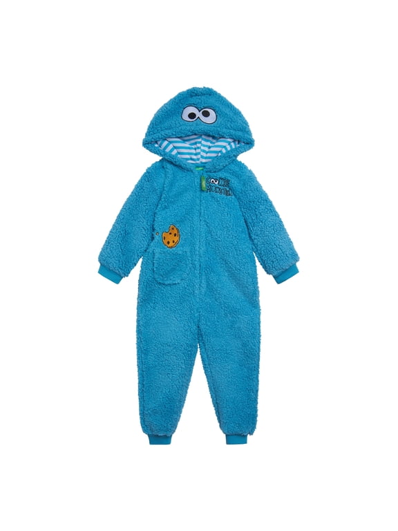 Cookie Monster Cozy Sherpa Zip Up Cosplay Costume Coverall Newborn to Toddler