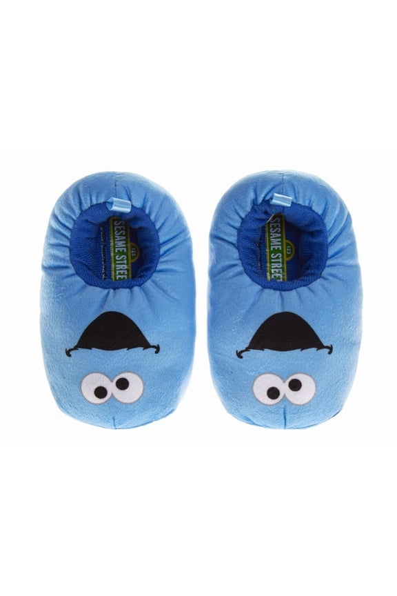 Cookie Monster Design Boys Slippers (Toddler Big Kids), Blue, Size: 5 6