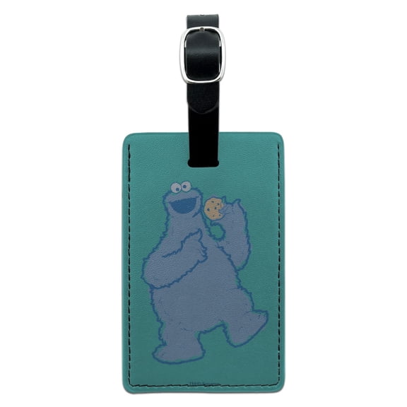 Sesame Street Cookie Monster Distressed Rectangle Leather Luggage Card Suitcase Carry-On ID Tag