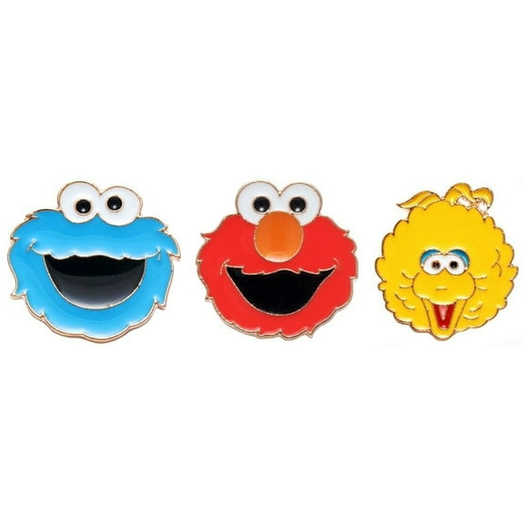 Sesame Street Cookie Monster, Elmo, Big Bird 3 Piece Enamel Metal Logo Pin Set