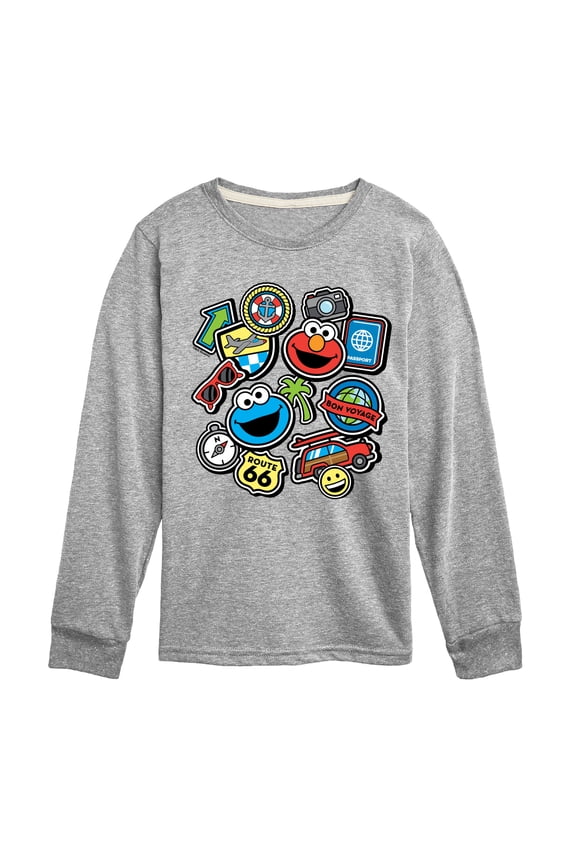 - Cookie Monster Elmo Travel Patches - Toddler and Youth Long Sleeve T-Shirt