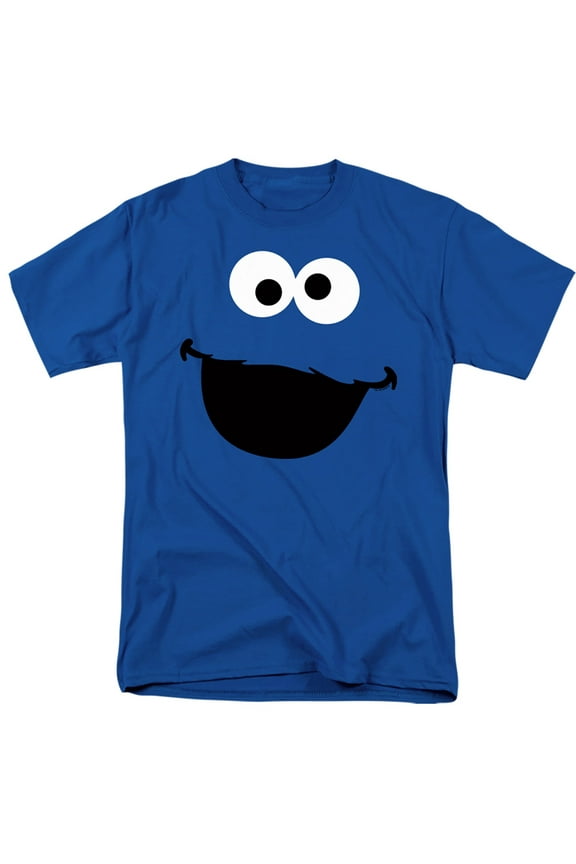 Sesame Street - Cookie Monster Face - Adult Unisex Short Sleeve T-Shirt - Blue