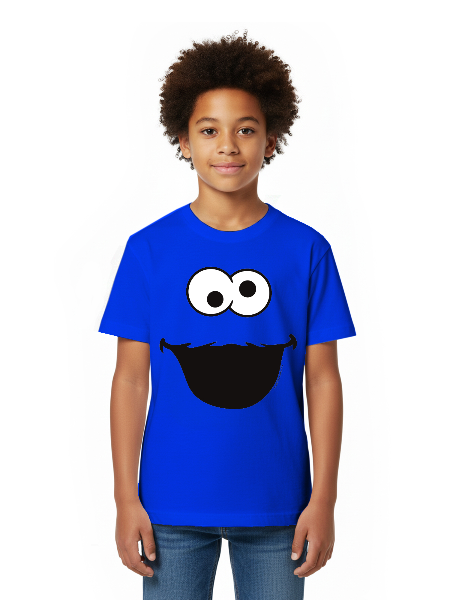 Sesame Street Boys Short Sleeve Cookie Monster Face Graphic Costume T-Shirt, Sizes 4-18