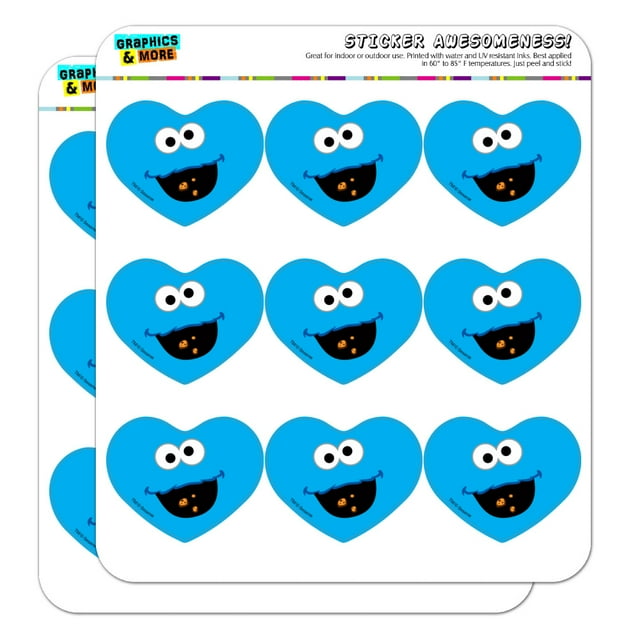 Sesame Street Cookie Monster Face Heart Shaped Planner Calendar Scrapbook Craft Stickers