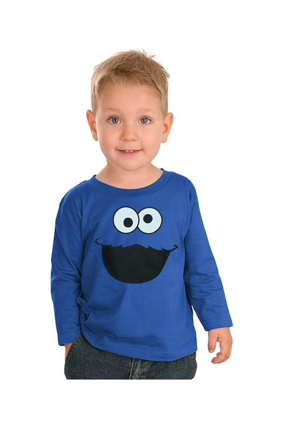 Cookie Monster Face Long Sleeve Toddler T-Shirt